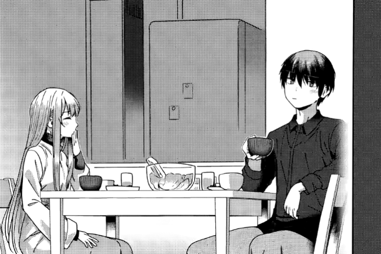 Link to Read Manga Otonari No Tenshi-sama Ni Itsunomanika Dame Ningen Ni Sareteita Ken Chapter 42 in English, Mahiru and Amane Have Sweet Dinner Together